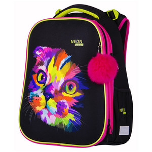 Ранец Школьный «Berlingo» Expert Neon Cat, Цвет: Черный, Принт: Неоновый Кот (RU05101)