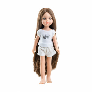 Кукла Кэрол, шатенка с длинными волосами, в пижаме, 32 см