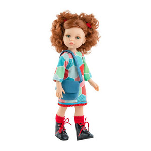 Кукла Вирхи с сумочкой и в платье с ромбами, 32 см