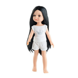 Кукла Карина, с черными прямыми волосами, в пижаме, 32 см