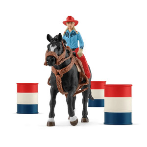 Набор Schleich FARM WORLD - Девочка-ковбой: веселые скачки вокруг бочек
